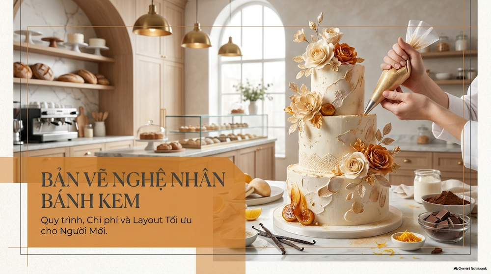 Setup cửa hàng bánh kem: quy trình, chi phí và thiết bị tối ưu cho người mới