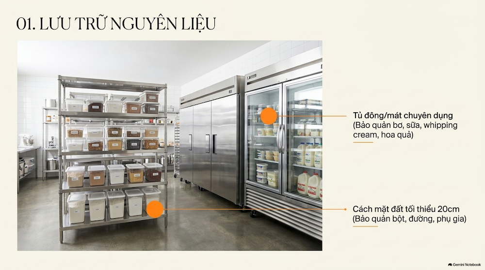 Khu vực nhập và lưu trữ nguyên liệu