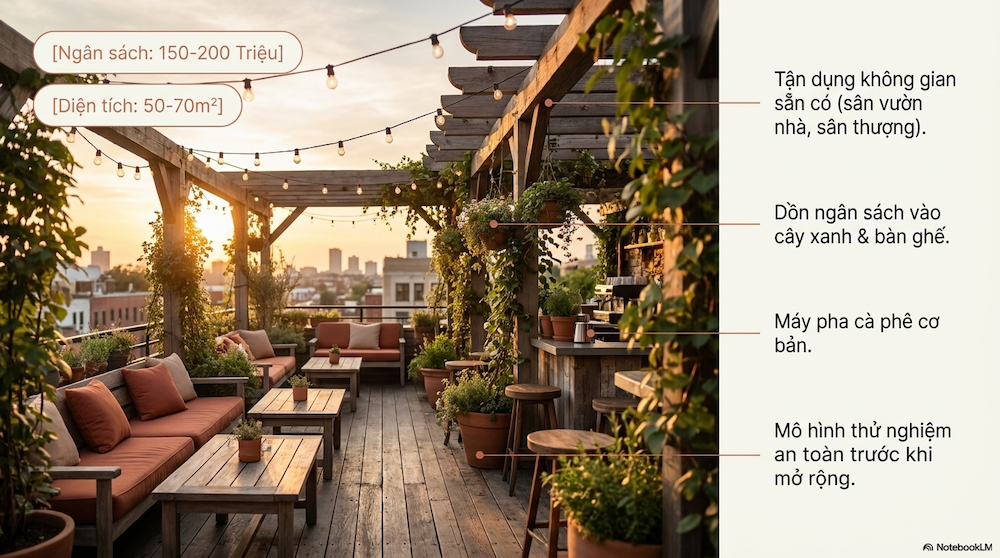 Setup Quán Cafe Sân Vườn Từ A-Z: Chi Phí, Thiết Kế, Vận Hành