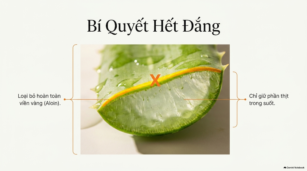Sơ chế nha đam hết nhớt, hết đắng