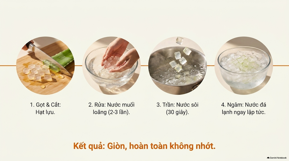 Sơ chế nha đam hết nhớt, hết đắng