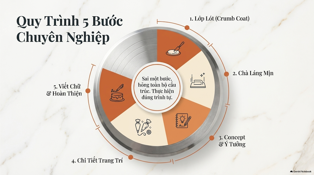 5 bước trang trí bánh gato chuyên nghiệp cho người mới