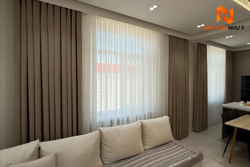 Rèm vải NY09 may định hình chuẩn xác.