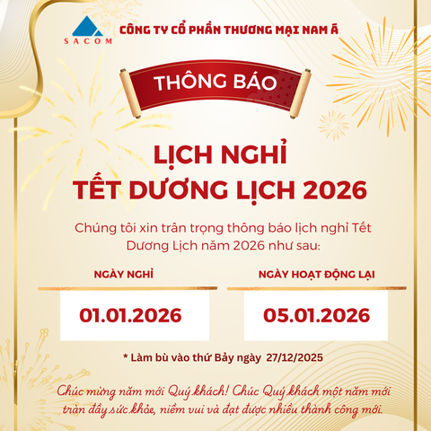 🎊 SACOM – NEW YEAR HOLIDAY ANNOUNCEMENT 2026 🎊