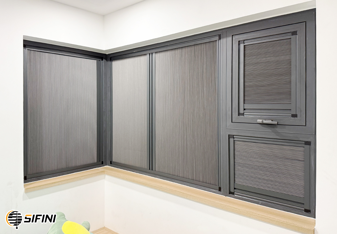 Rèm tổ ong gắn kính