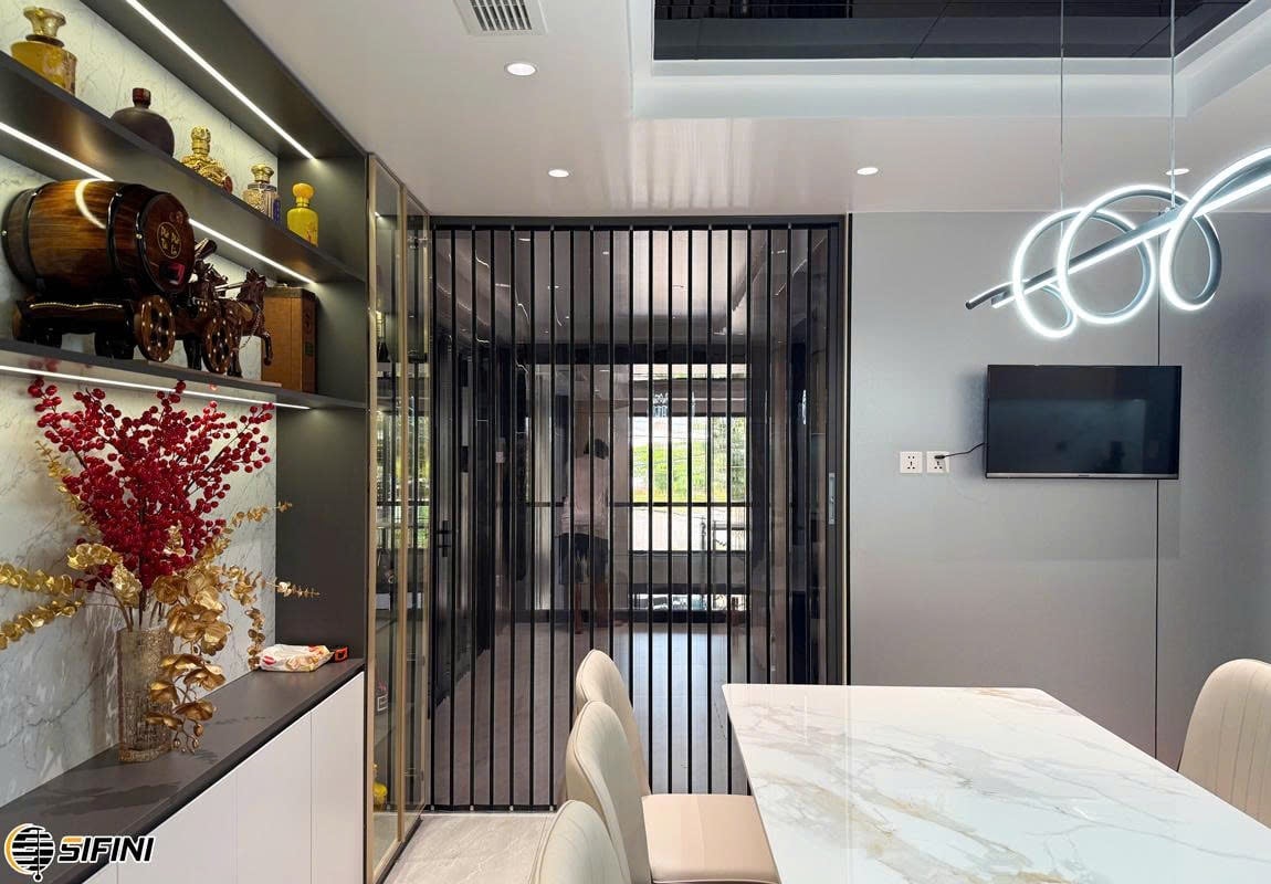 Cửa xếp lá nhựa màu trà