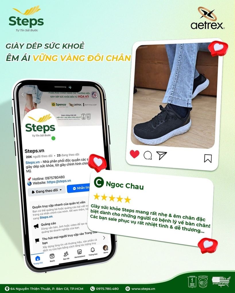 GIÀY DÉP SỨC KHOẺ TẠI STEPS.VN - ÊM ÁI VỮNG VÀNG ĐÔI CHÂN