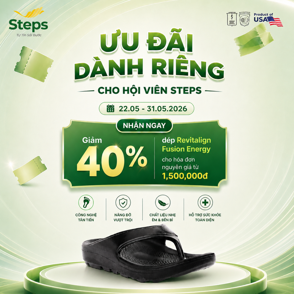 CHƯƠNG TRÌNH HỘI VIÊN STEPS.VN - GIẢM 40% DÒNG DÉP FUSION ENERY
