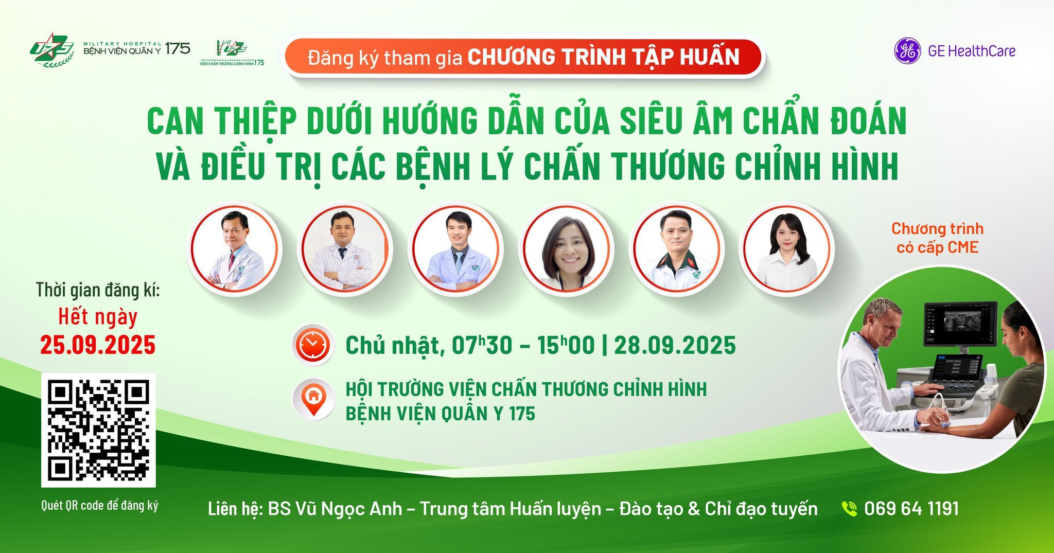 Chương trình tập huấn: “Can thiệp dưới hướng dẫn siêu âm trong chẩn đoán và điều trị bệnh lý Chấn thương Chỉnh hình” tại Bệnh viện Quân Y 175