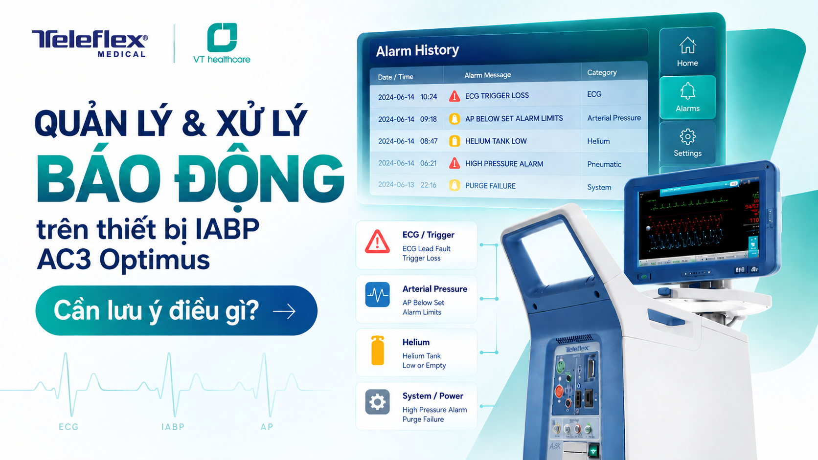Quản lý và xử lý báo động trên thiết bị IABP AC3 Optimus: Lưu ý điều gì?