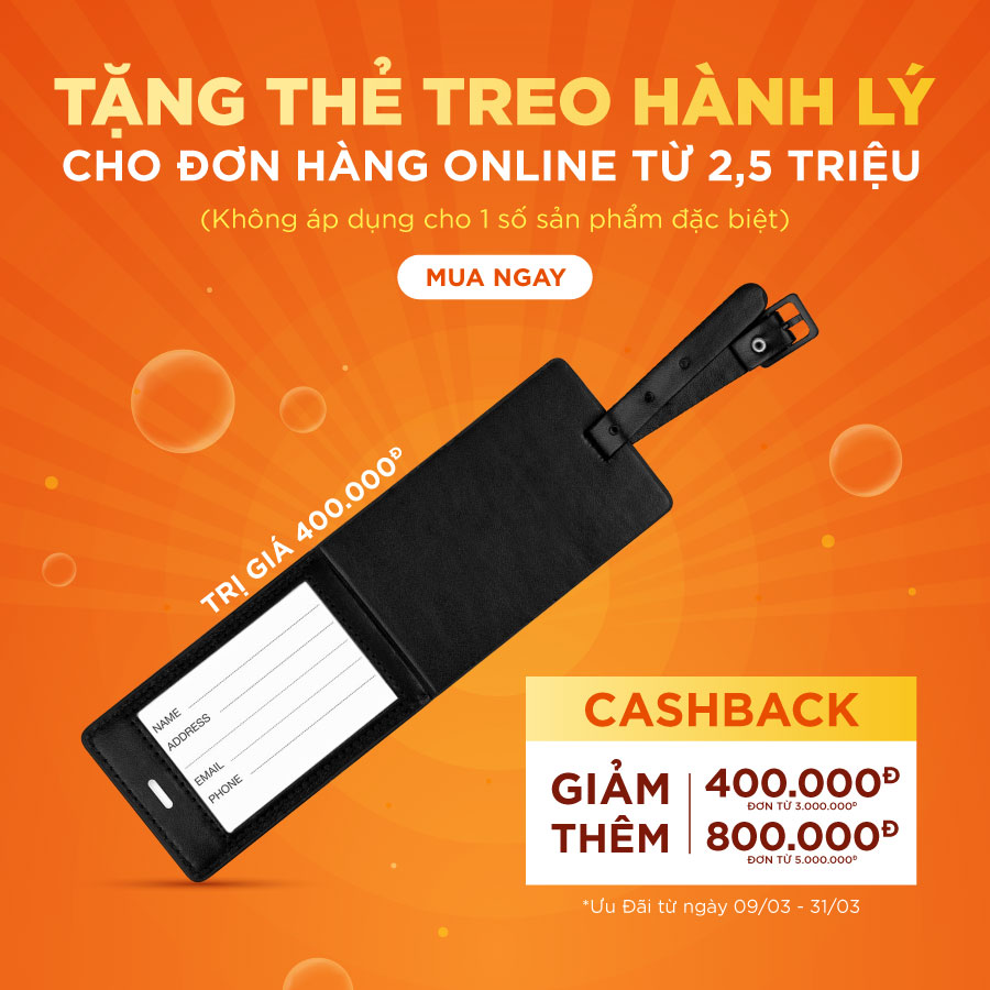 CTKM tháng 3: Tặng thẻ treo hành lý TC