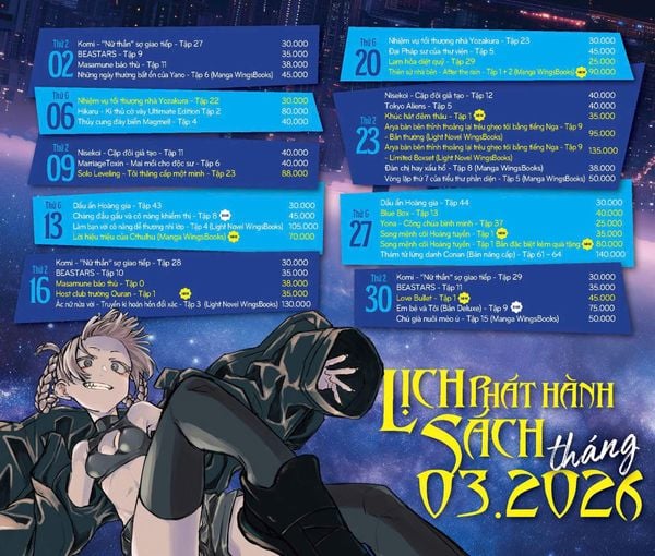 Lịch Phát Hành Truyện Tranh NXB Kim Đồng Định Kỳ Tháng 3.2026