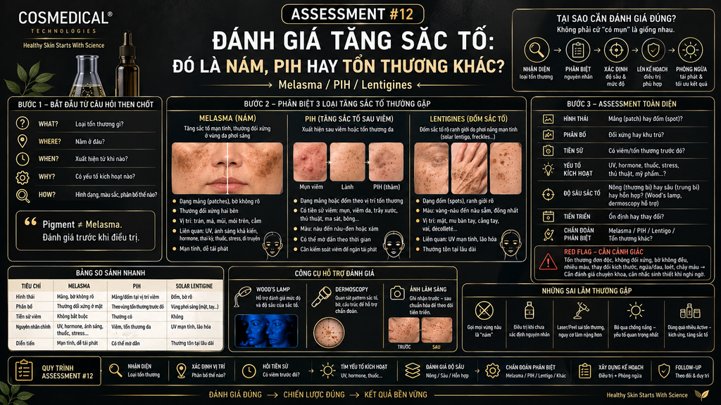 ASSESSMENT #12 — Đánh giá tăng sắc tố: đó là nám, PIH hay tổn thương khác?