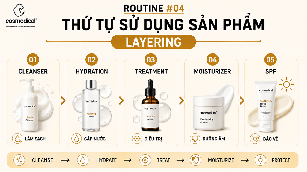 ROUTINE #04 — Thứ tự sử dụng sản phẩm: Layering
