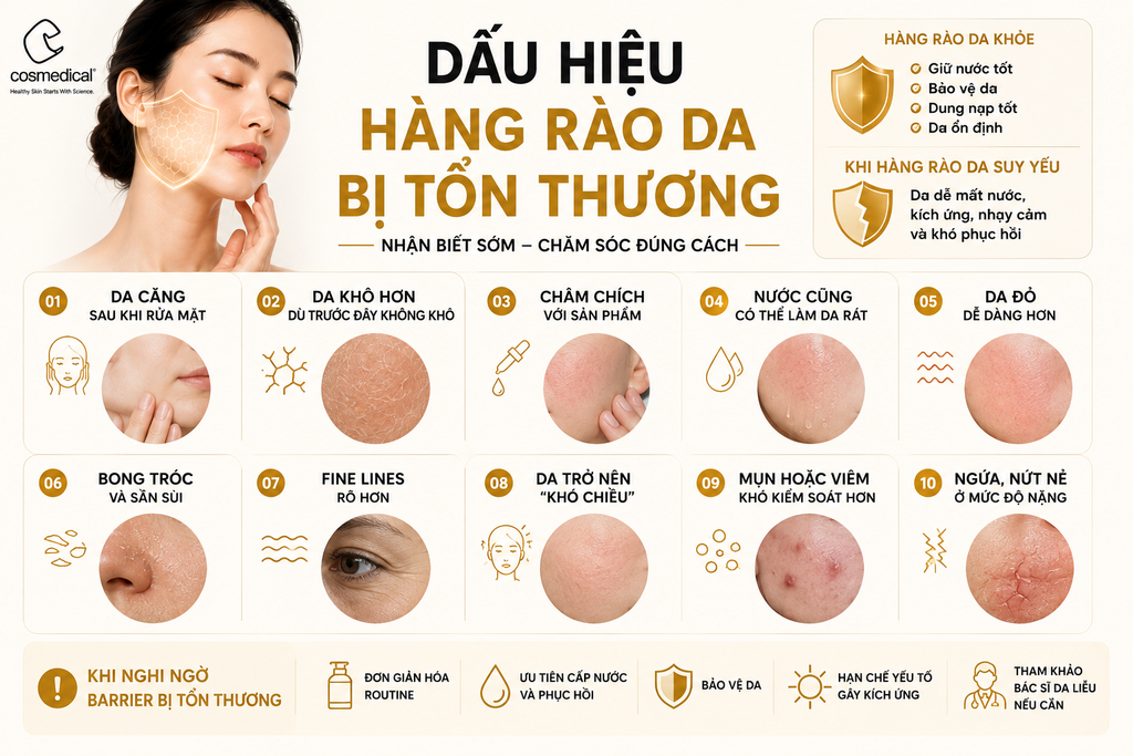 Dấu hiệu hàng rào da bị tổn thương