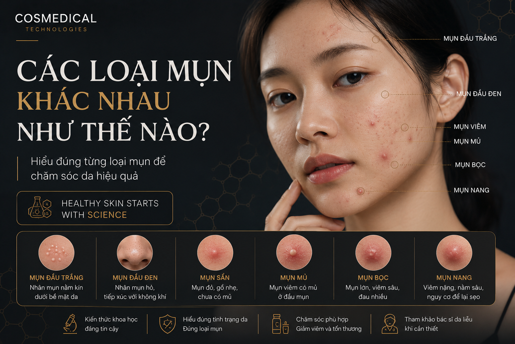 Các loại mụn khác nhau như thế nào?