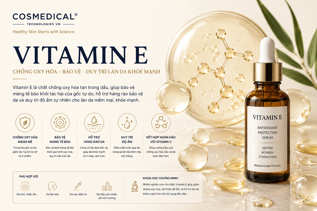 Vitamin E trong chăm sóc da: Vì sao đây là một trong những chất chống oxy hóa quan trọng nhất?