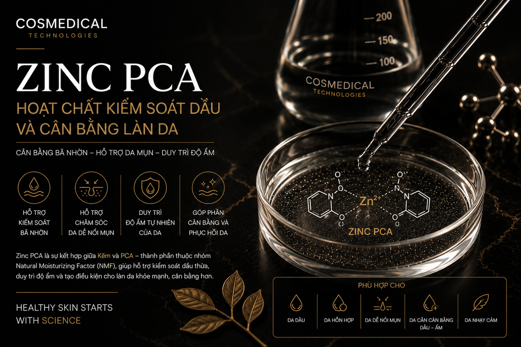 Zinc PCA là gì? Hoạt chất giúp kiểm soát dầu và hỗ trợ chăm sóc da mụn