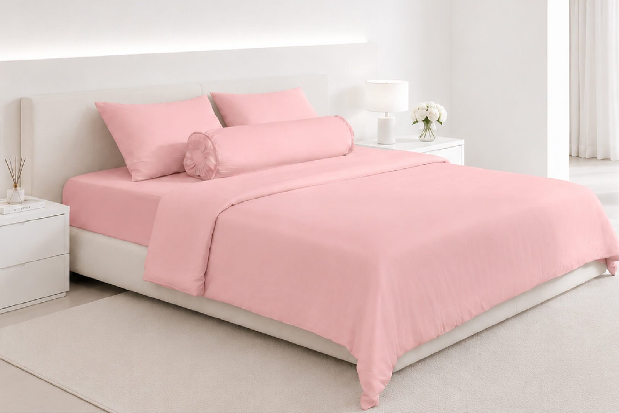 Bộ chăn ga gối Tencel 50s trơn