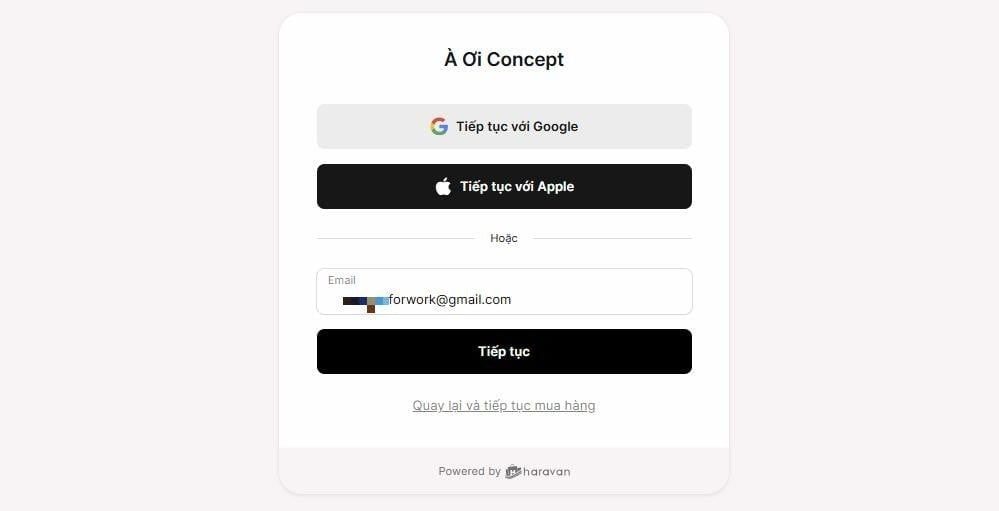 đăng nhập tài khoản website à ơi concept