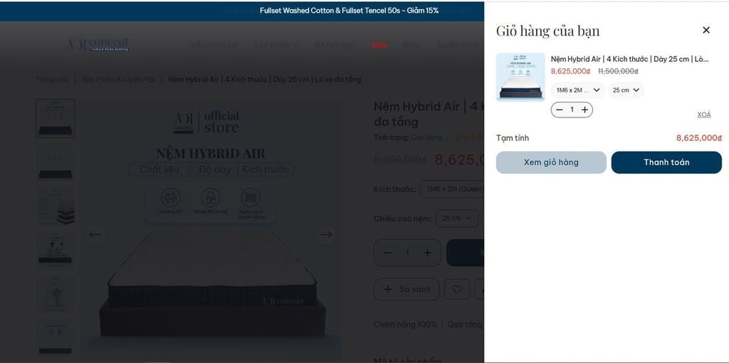 kiểm tra lại danh sách sản phẩm trong giỏ hàng