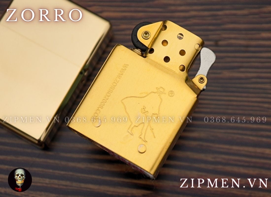 Bật lửa Zorro 912 Đồng Nguyên Khối CNC limited