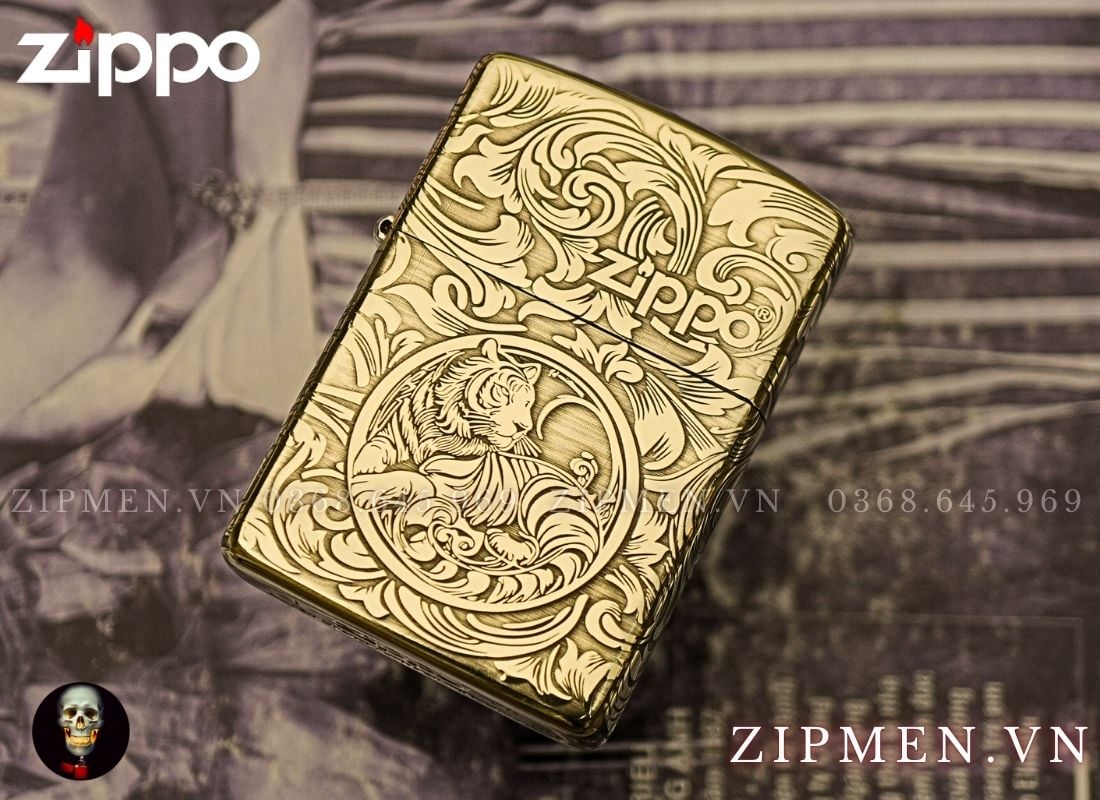 Bật lửa Zippo Armor Limited chủ đề 12 con giáp tuổi con Hổ