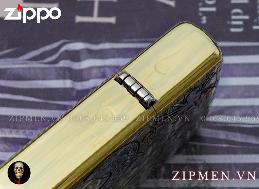 Zippo xuất Nhật Bản khắc 3D hình cô gái Nhật và con rắn