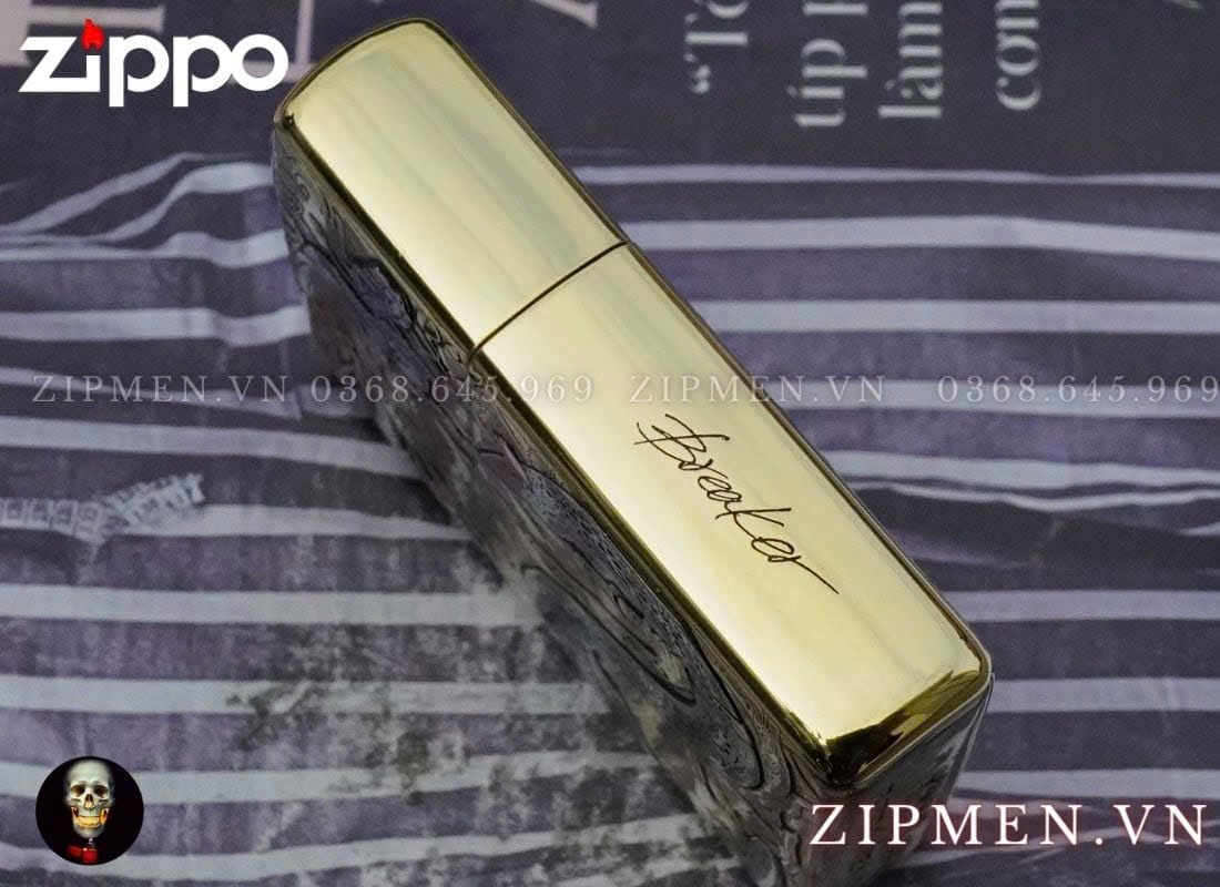 Zippo xuất Nhật Bản khắc 3D hình cô gái Nhật và con rắn