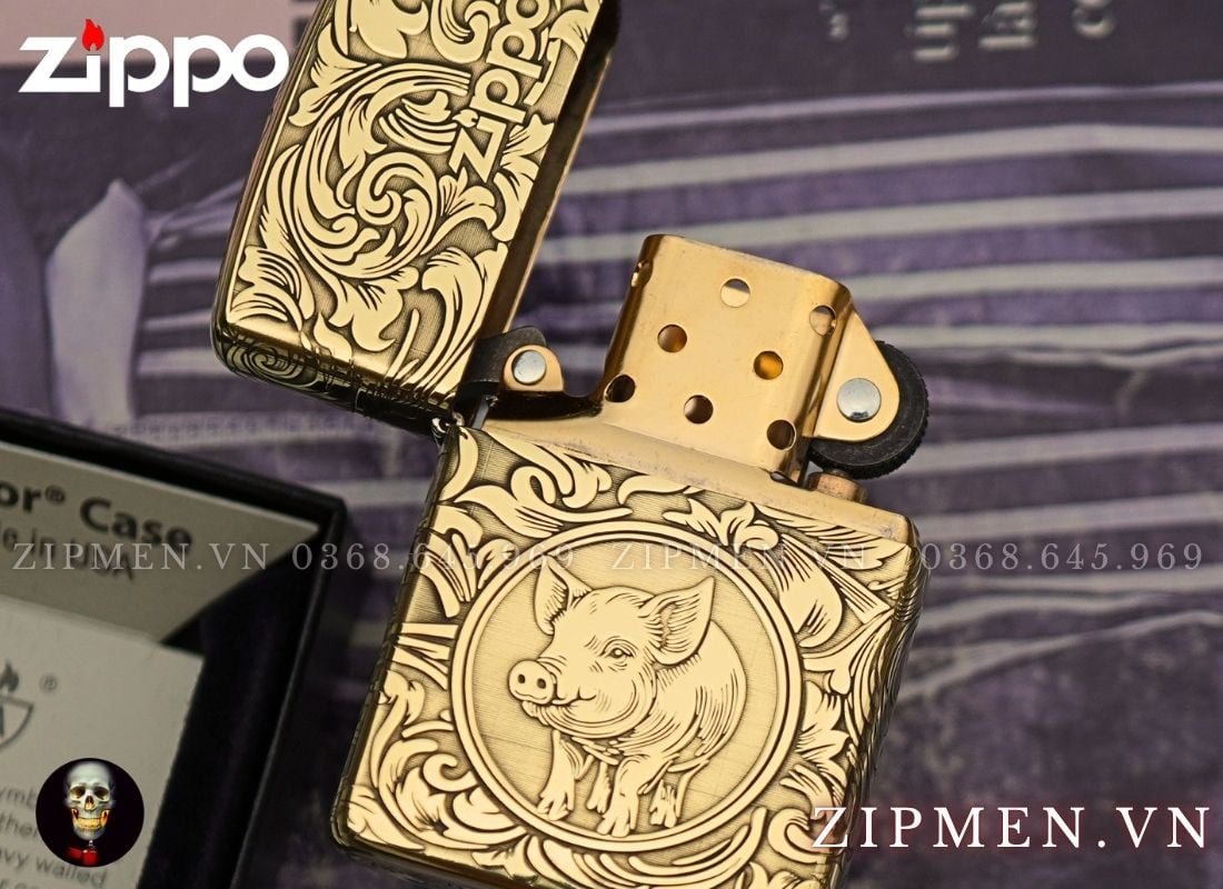Zippo Armor Limited chủ đề 12 con giáp tuổi Hợi tuổi heo