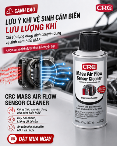 Cảnh Báo Động Cơ Hoạt Động Kém! Giải Pháp Phục Hồi Sức Mạnh Với CRC Mass Air Flow Sensor Cleaner