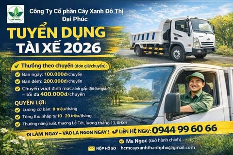 TUYỂN DỤNG TÀI XẾ HẠNG C LÁI XE BEN 5M³ 2026 (Đi làm ngay) – THU NHẬP 10–20 triệu/tháng