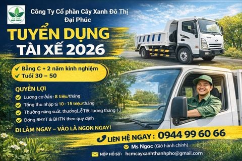 🚛 TUYỂN DỤNG TÀI XẾ HẠNG C – LÁI XE BEN 5m³ (NĂM 2026)