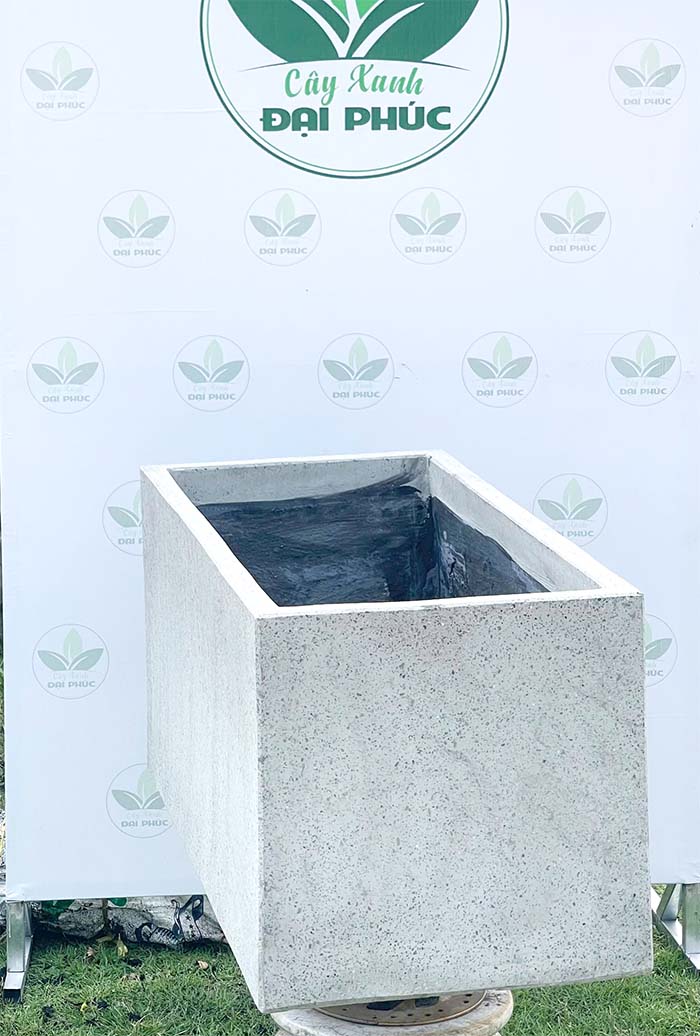 chậu xi măng đá mài chữ nhật dài 80cm