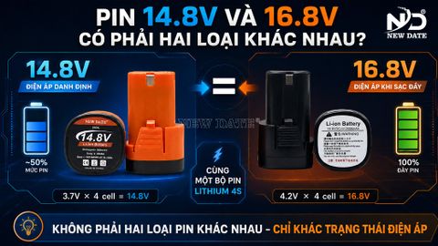 Pin 14.8V và 16.8V | Loại nào tốt cho máy in date cầm tay?