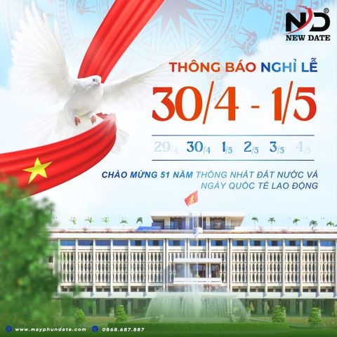 NEW DATE Thông Báo Lịch Nghỉ Lễ Thống Nhất 30/4 và Quốc Tế Lao Động 1/5