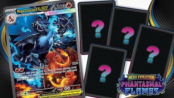 Mega Charizard X ex và nhiều hơn nữa từ Pokémon TCG: Mega Evolution—Phantasmal Flames Expansion