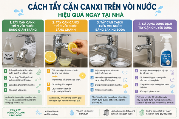 Tẩy cặn canxi trên vòi nước