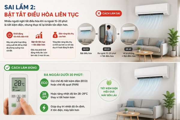 điều hoà tiết kiệm điện mùa hè