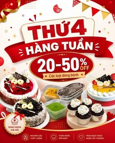 [TIN KHUYẾN MÃI] THỨ 4 SALE LỚN: TIỆM BÁNH ITT ĐỒNG LOẠT GIẢM ĐẾN 50% TOÀN BỘ BÁNH ÂU TẠI CỬA HÀNG