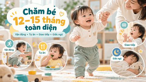 Chăm bé 12–15 tháng: Ăn, ngủ, tập đi và phát triển giao tiếp