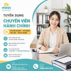 Tuyển Dụng Chuyên Viên Hành Chính Văn Phòng (10 - 15 Triệu)