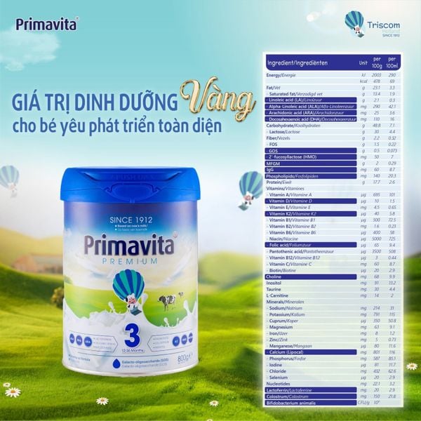 PRIMAVITA PREMIUM – DINH DƯỠNG CHUẨN CHÂU ÂU CHO TRẺ EM VIỆT