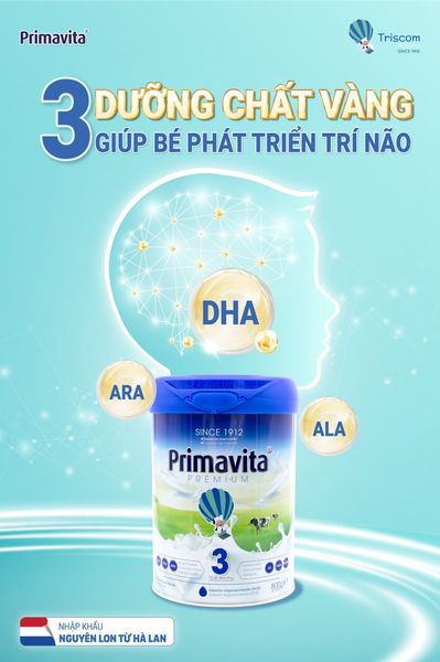 SỮA PRIMAVITA – BỔ SUNG BỘ 03 DƯỠNG CHẤT VÀNG CHO PHÁT TRIỂN TRÍ NÃO CỦA TRẺ!