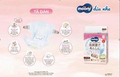 Tã Dán Moony Dịu Nhẹ phiên bản Mới: Bề Mặt Sợi Rayon cao cấp, giảm phân mềm dính da cho trẻ sơ sinh
