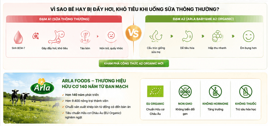 Sữa ARLA BABY&ME A2 ORGANIC PHIÊN BẢN MỚI