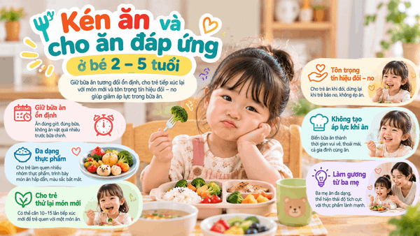 Kén ăn và cho ăn đáp ứng ở bé 2–5 tuổi