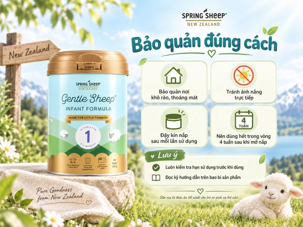 Cách bảo quản sữa Spring Sheep NZ số 1 sau khi mở nắp