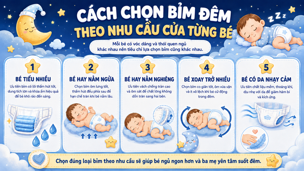 Cách chọn bỉm đêm theo nhu cầu của từng bé