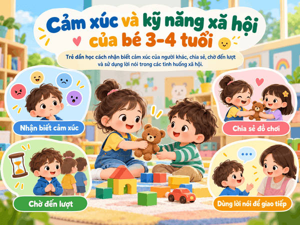 Cảm xúc và kỹ năng xã hội của bé 3–4 tuổi